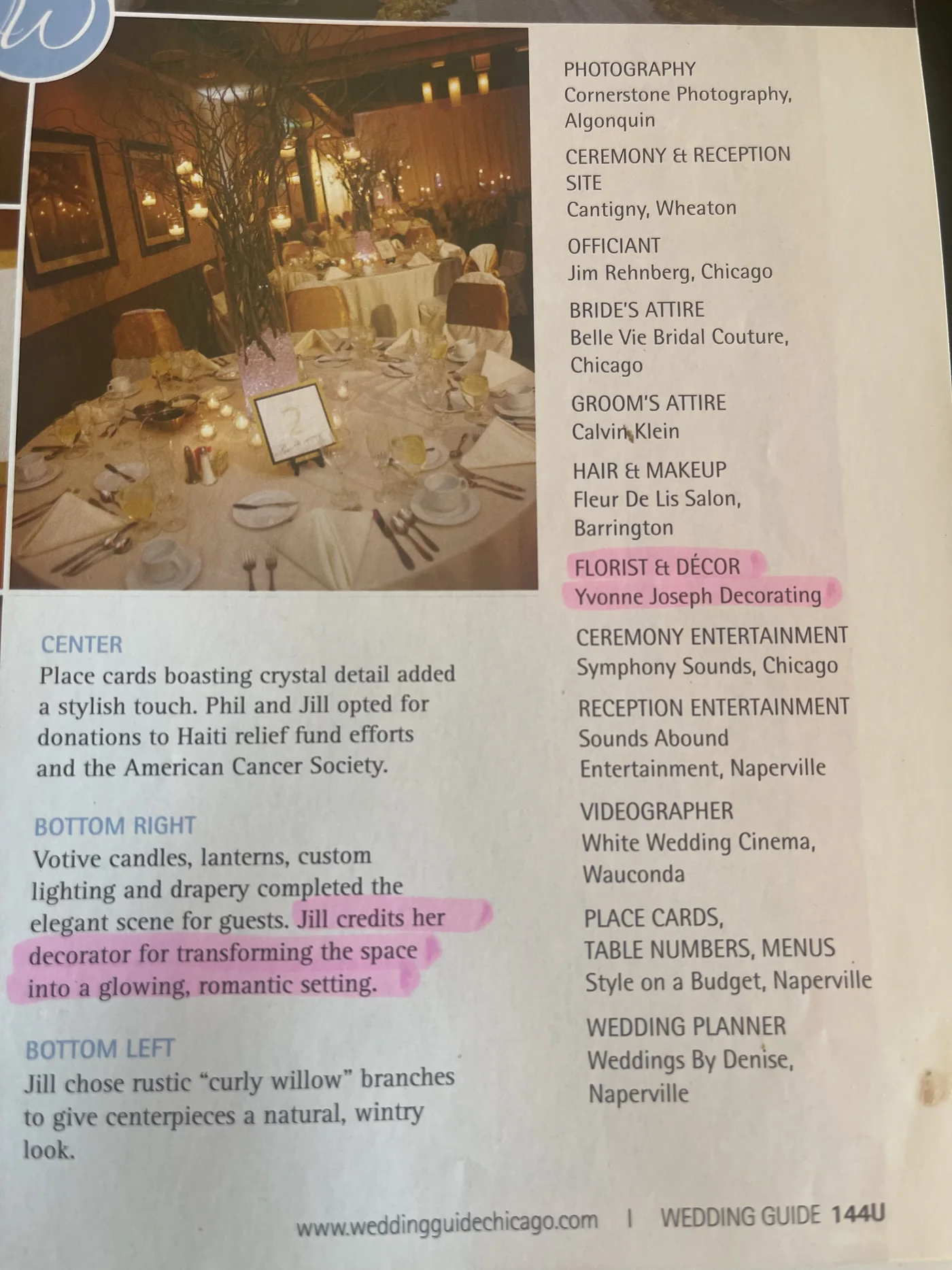 Wedding Guide Chicago — YJDecorating feature, full write-up
